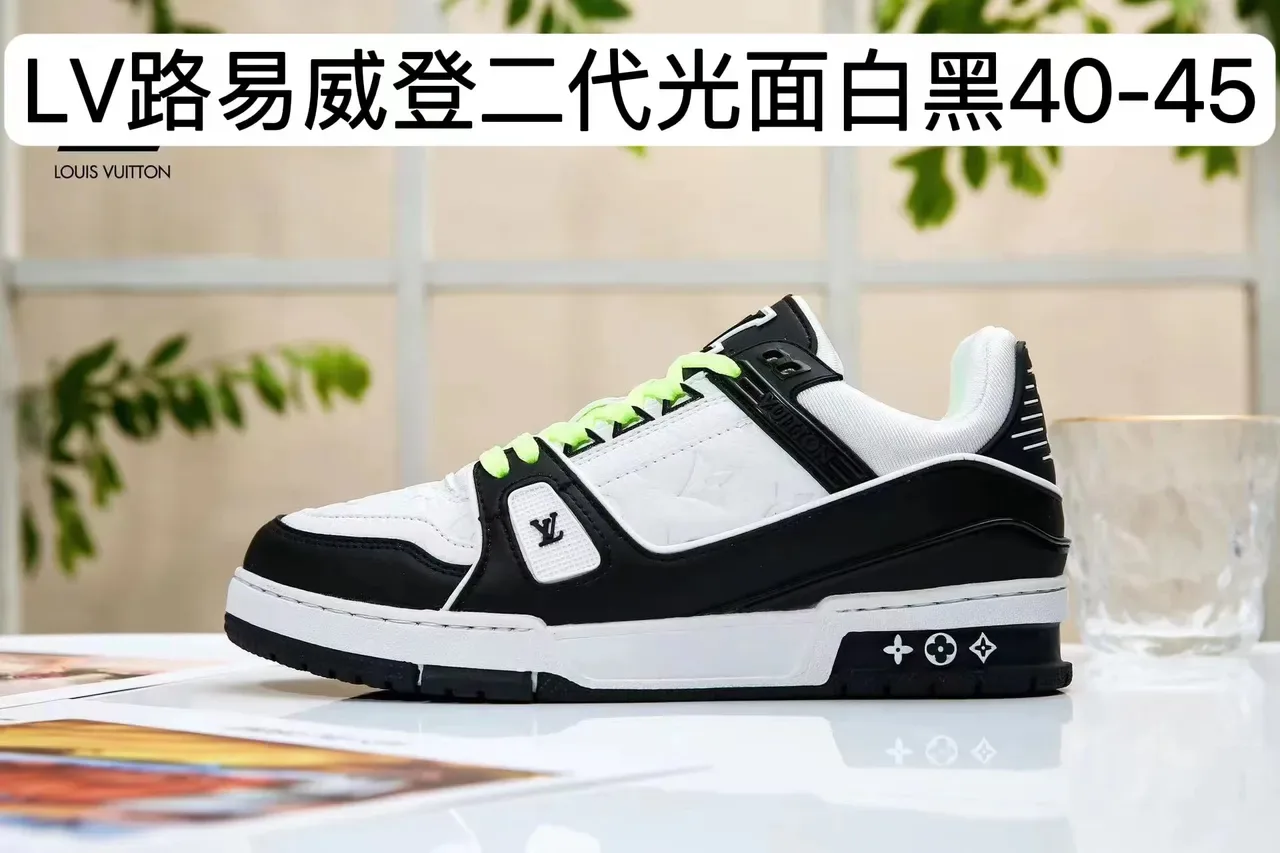 Louis Vuitton LV Trainer Black White Monogram Jacquard Dual-Strap Closure Lifestyle Sneakers 11
