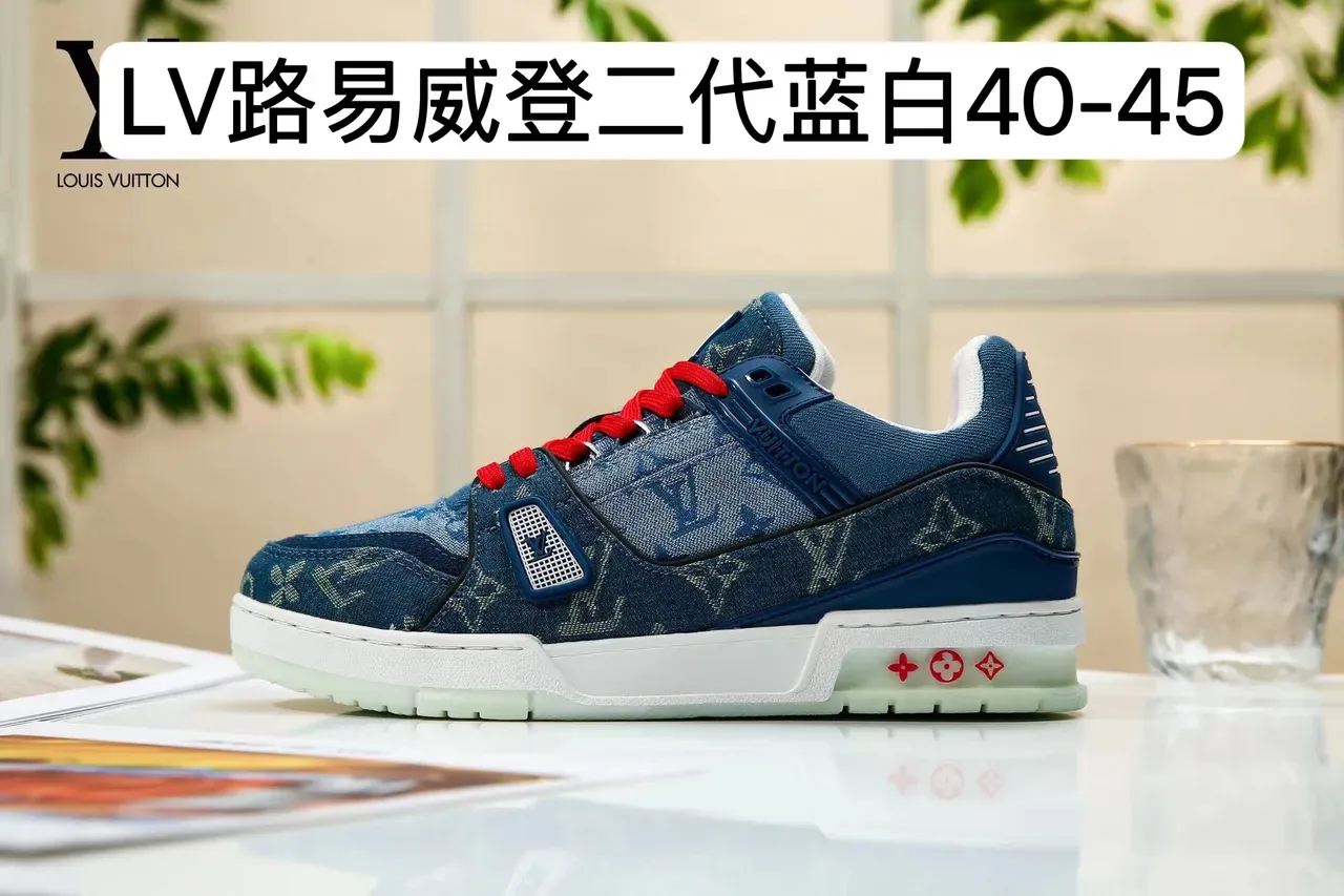 Louis Vuitton LV Trainer Black White Monogram Jacquard Dual-Strap Closure Lifestyle Sneakers 13