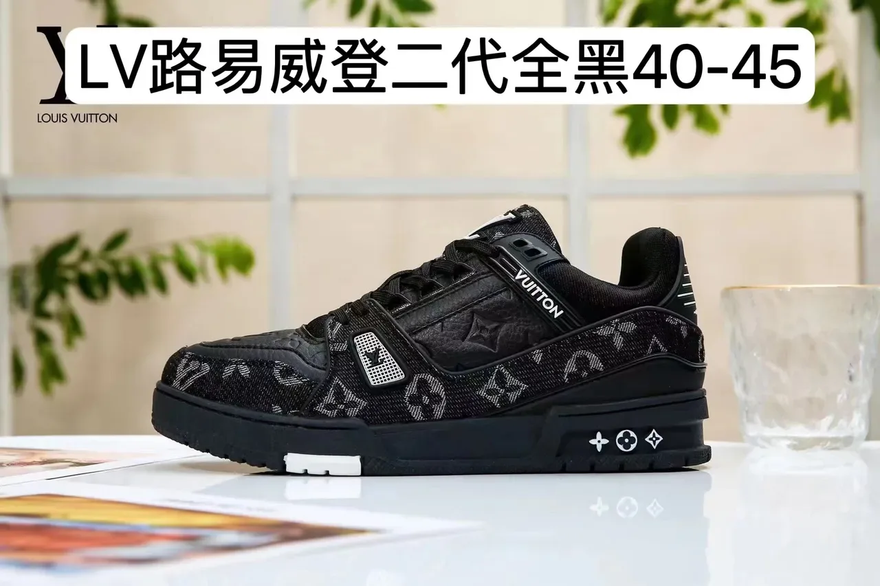 Louis Vuitton LV Trainer Black White Monogram Jacquard Dual-Strap Closure Lifestyle Sneakers 17