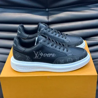 Louis Vuitton LV Trainer Black White Monogram-Print Upper Rhinestone Logo Detail Lifestyle Sneakers