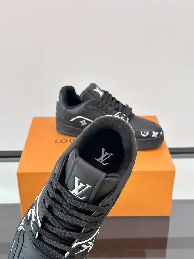 Louis Vuitton LV Trainer Black White Monogram-Printed Chunky Sole Lifestyle Sneakers 3