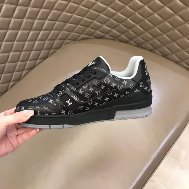 Louis Vuitton LV Trainer Black White Monogram-Printed Upper Layered Chunky Sole Lifestyle Sneakers 2