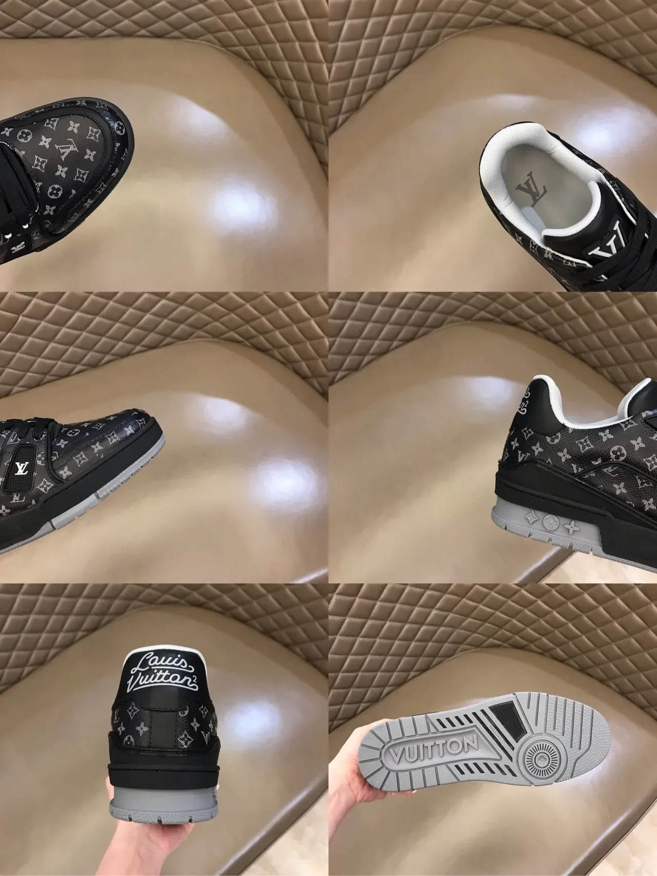 Louis Vuitton LV Trainer Black White Monogram-Printed Upper Layered Chunky Sole Lifestyle Sneakers 3