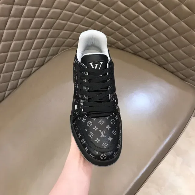 Louis Vuitton LV Trainer Black White Monogram-Printed Upper Layered Chunky Sole Lifestyle Sneakers 4