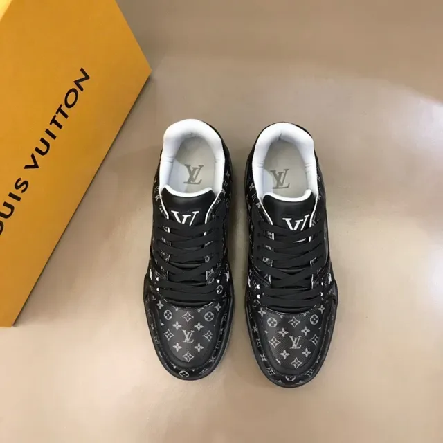 Louis Vuitton LV Trainer Black White Monogram-Printed Upper Layered Chunky Sole Lifestyle Sneakers 5