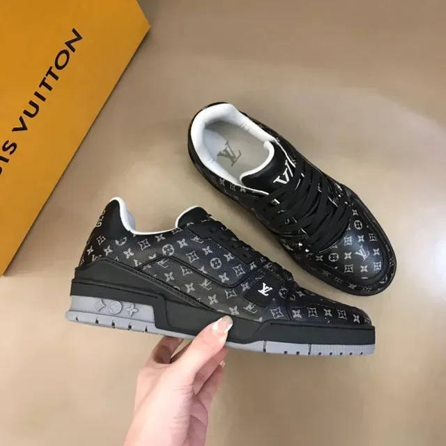 Louis Vuitton LV Trainer Black White Monogram-Printed Upper Layered Chunky Sole Lifestyle Sneakers 7