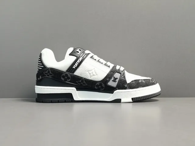 Louis Vuitton LV Trainer Black White Monogrammed Textile Layered Leather And Fabric Upper Lifestyle Sneakers 13