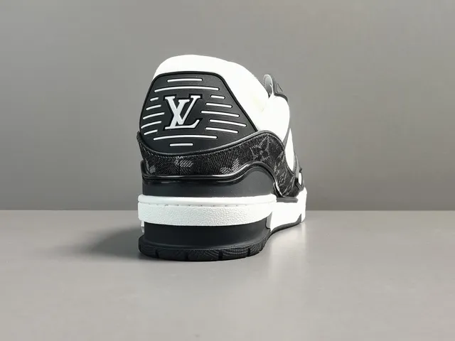 Louis Vuitton LV Trainer Black White Monogrammed Textile Layered Leather And Fabric Upper Lifestyle Sneakers 16