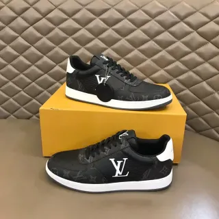 Louis Vuitton LV Trainer Negro Blanco Monogramado Superior Bajo-Top Silueta Estilo de Vida Zapatillas