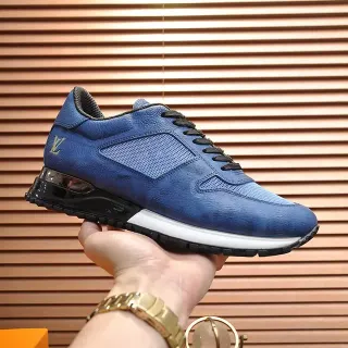 Louis Vuitton LV Trainer zapatillas lifestyle azul negro con upper de cuero y malla mixtos