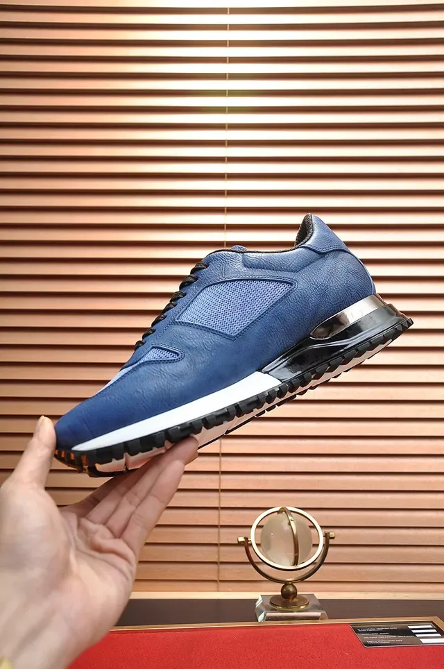 Louis Vuitton LV Trainer Blue Black Mixed Leather And Mesh Upper Lifestyle Sneakers 5