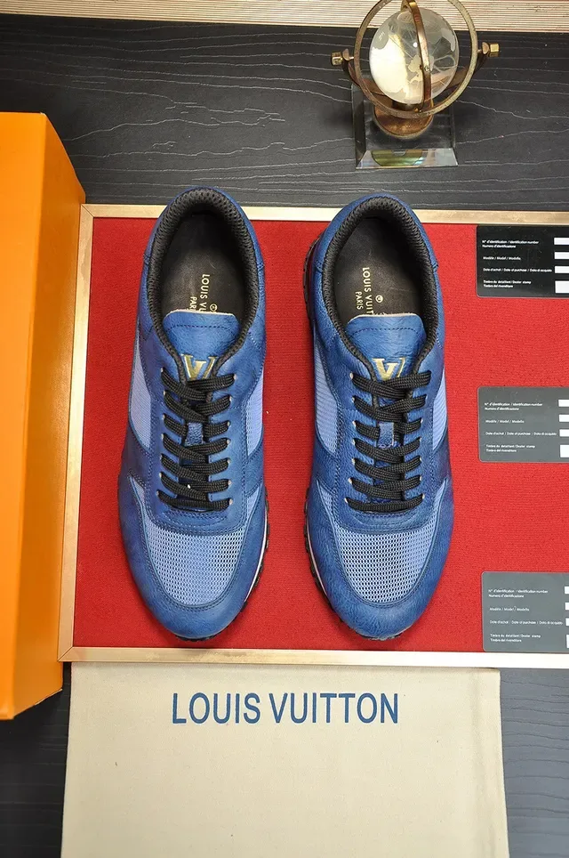 Louis Vuitton LV Trainer Blue Black Mixed Leather And Mesh Upper Lifestyle Sneakers 9