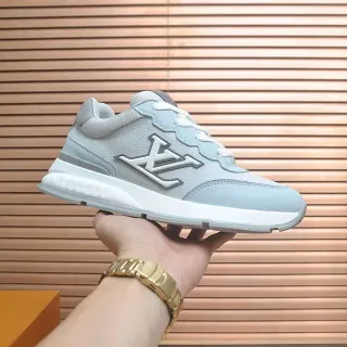 লুইস ভিটন LV Trainer নীল সাদা লো-টপ টেক্সচার্ড লেদার আপার লাইফস্টাইল স্নিকার