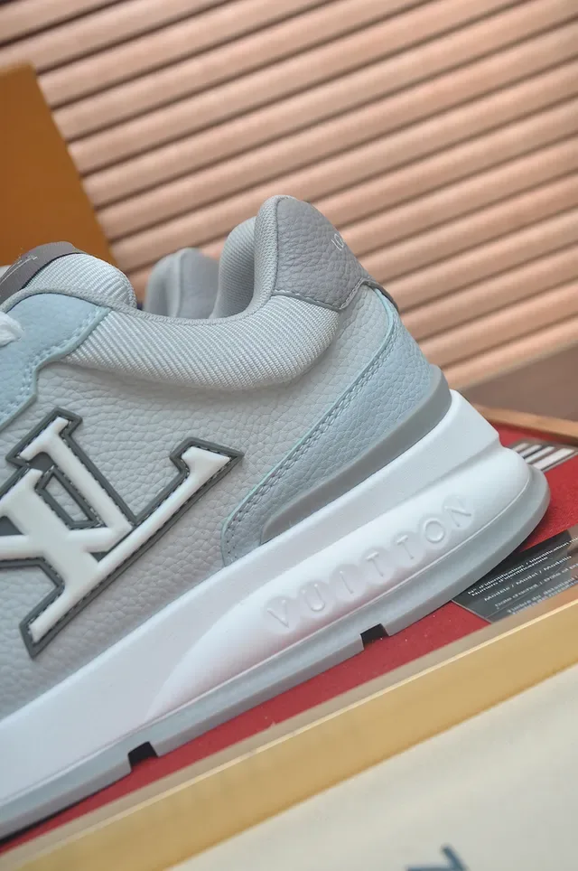লুইস ভিটন LV Trainer নীল সাদা লো-টপ টেক্সচার্ড লেদার আপার লাইফস্টাইল স্নিকার 2