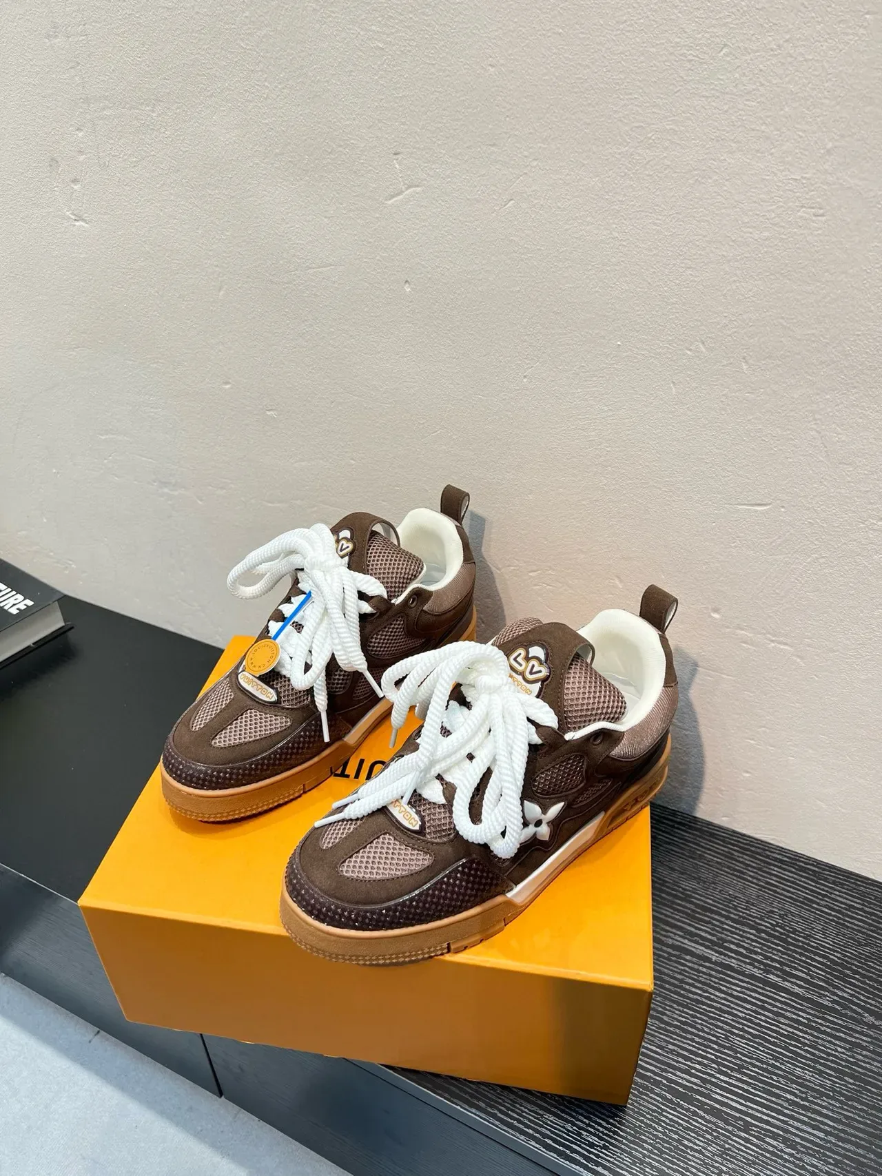 Louis Vuitton LV Trainer Brown Beige Mixed-Material Upper Chunky Layered Midsole Lifestyle Sneakers 3