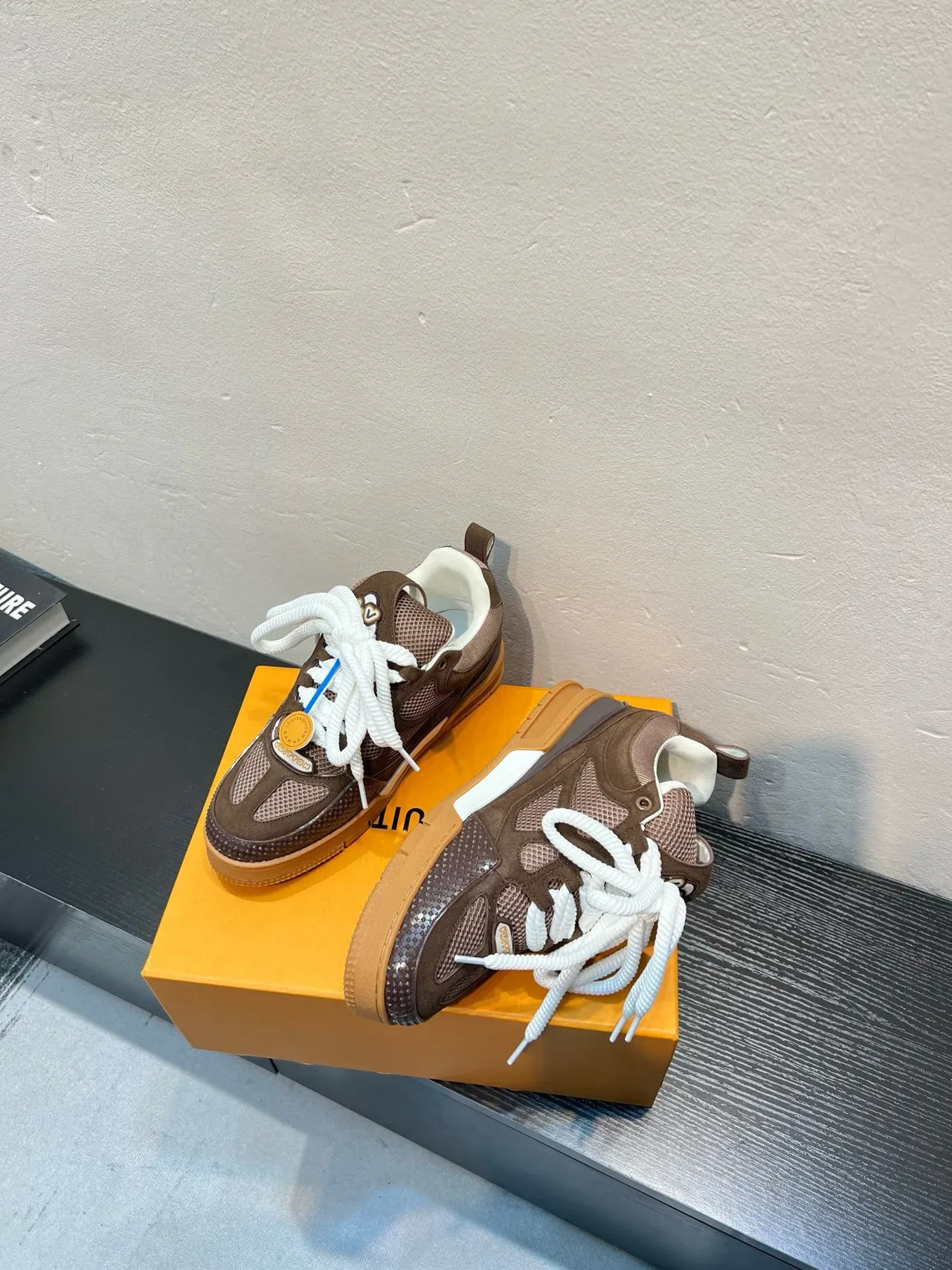 Louis Vuitton LV Trainer Brown Beige Mixed-Material Upper Chunky Layered Midsole Lifestyle Sneakers 4