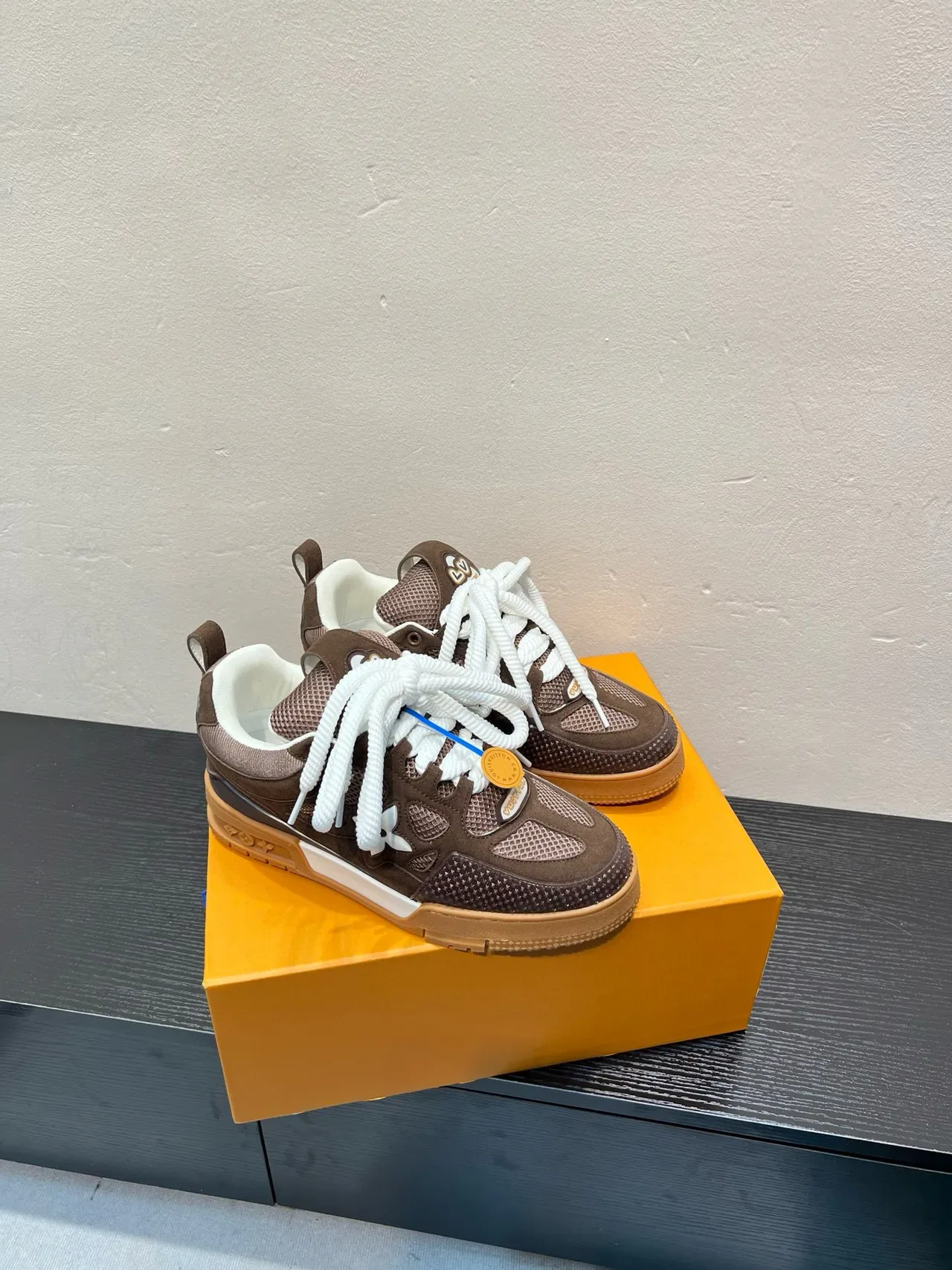 Louis Vuitton LV Trainer Brown Beige Mixed-Material Upper Chunky Layered Midsole Lifestyle Sneakers 5