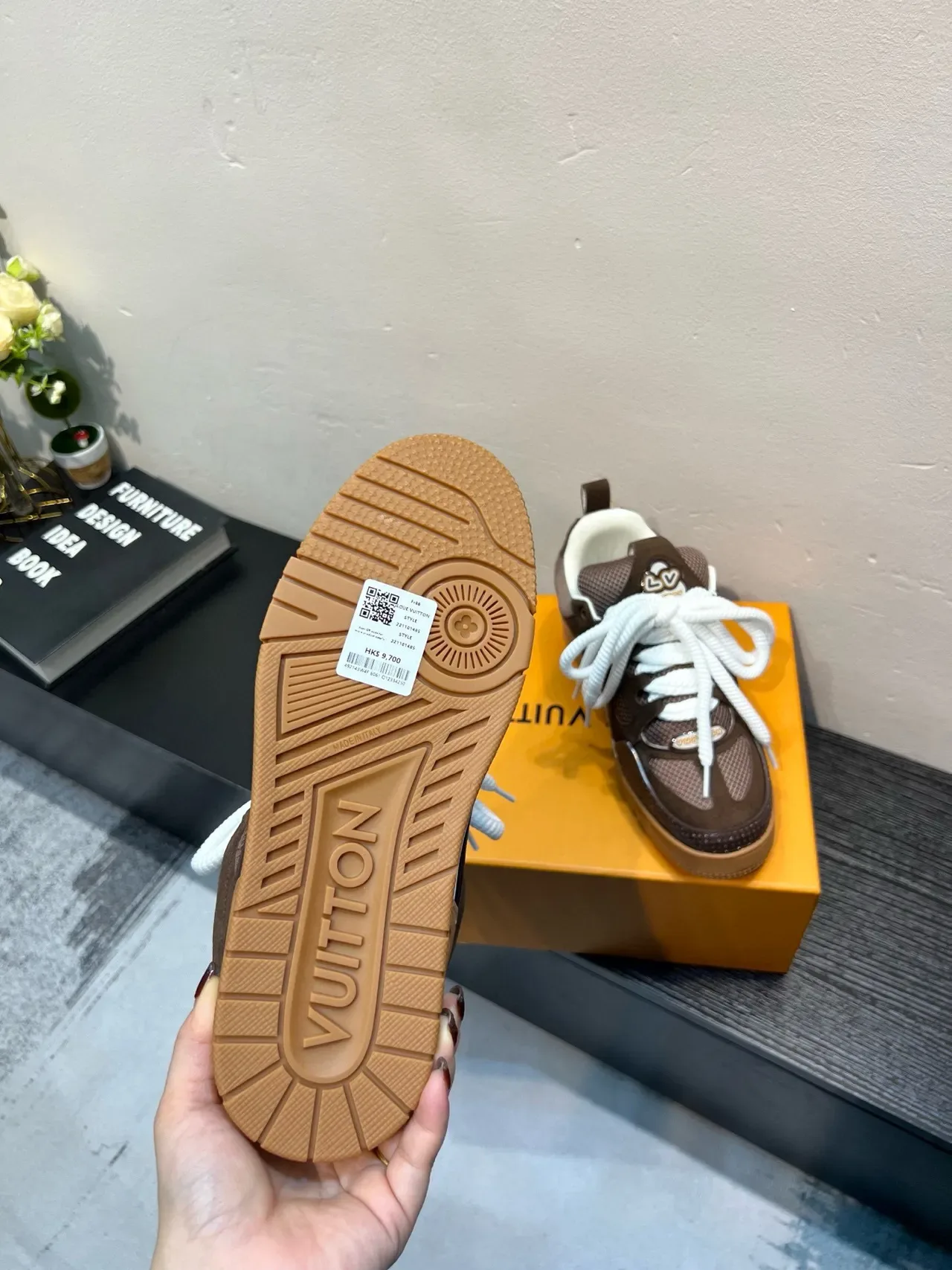 Louis Vuitton LV Trainer Brown Beige Mixed-Material Upper Chunky Layered Midsole Lifestyle Sneakers 9