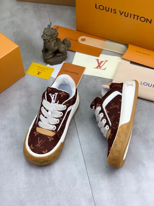 Louis Vuitton LV Trainer Marron Beige Monogramme Canvas Semelle Gomme Lifestyle Sneakers 5