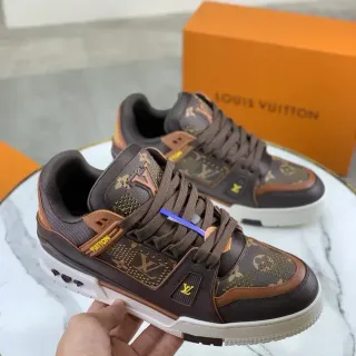 Louis Vuitton LV Trainer Brown Beige Monogram Canvas Layered Sole Lifestyle Sneakers