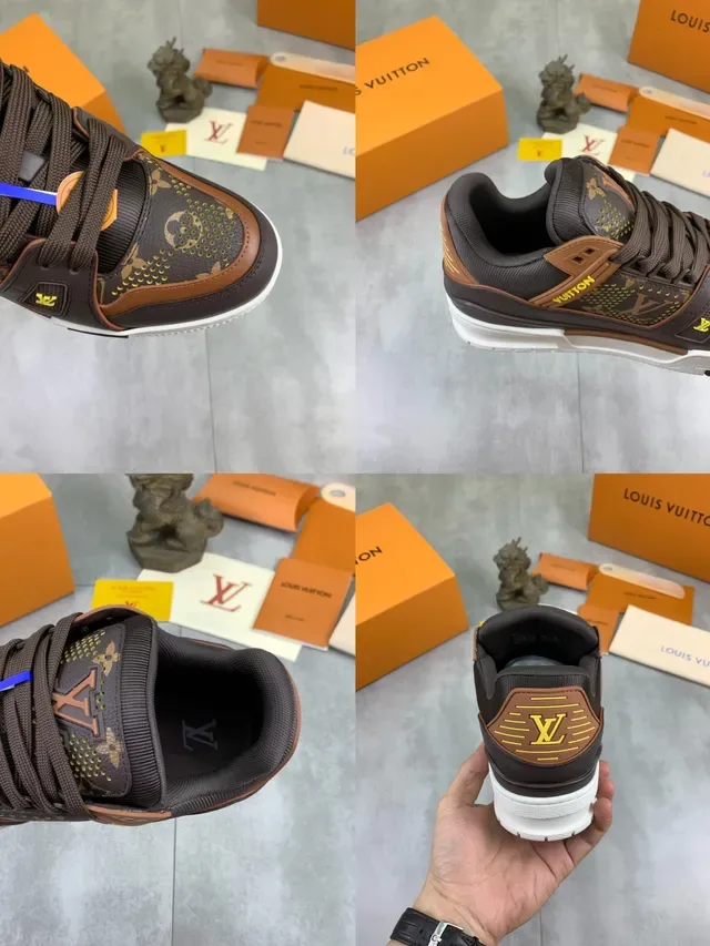 Louis Vuitton LV Trainer Brown Beige Monogram Canvas Layered Sole Lifestyle Sneakers 2