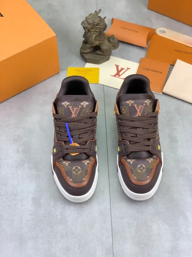 Louis Vuitton LV Trainer Brown Beige Monogram Canvas Layered Sole Lifestyle Sneakers 4