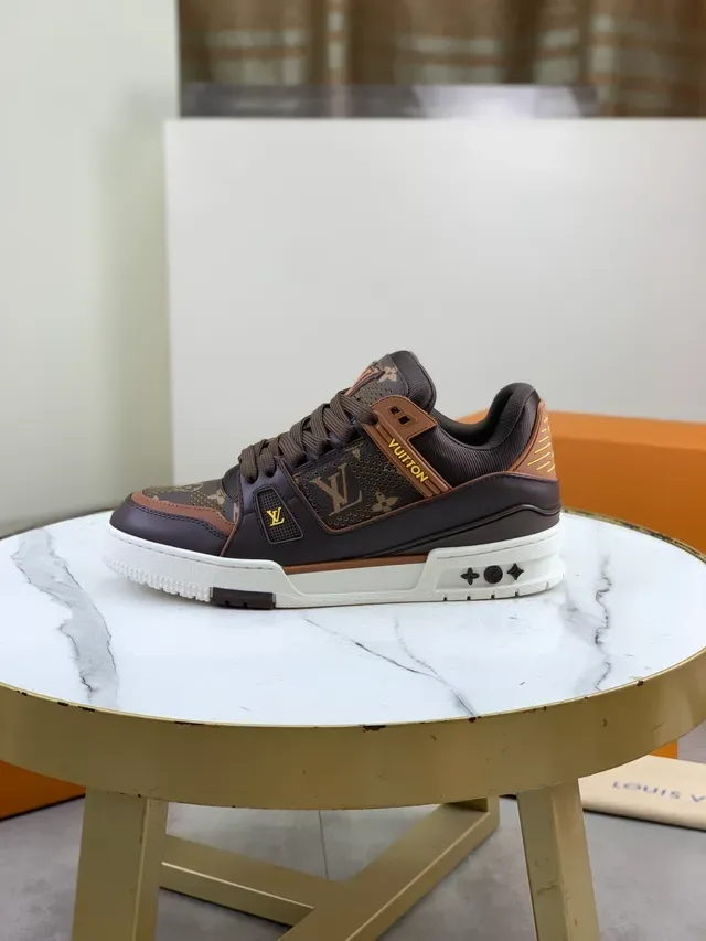 Louis Vuitton LV Trainer Brown Beige Monogram Canvas Layered Sole Lifestyle Sneakers 5
