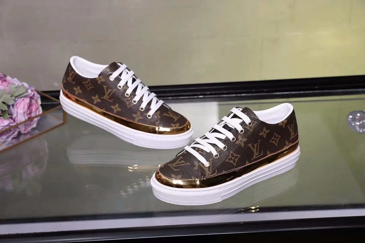 Louis Vuitton LV Trainer Brown Monogram Gold Toe Lifestyle Sneakers 2