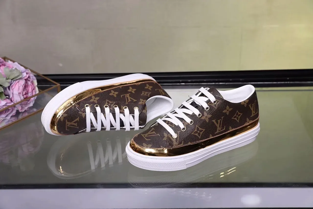 Louis Vuitton LV Trainer Brown Monogram Gold Toe Lifestyle Sneakers 3