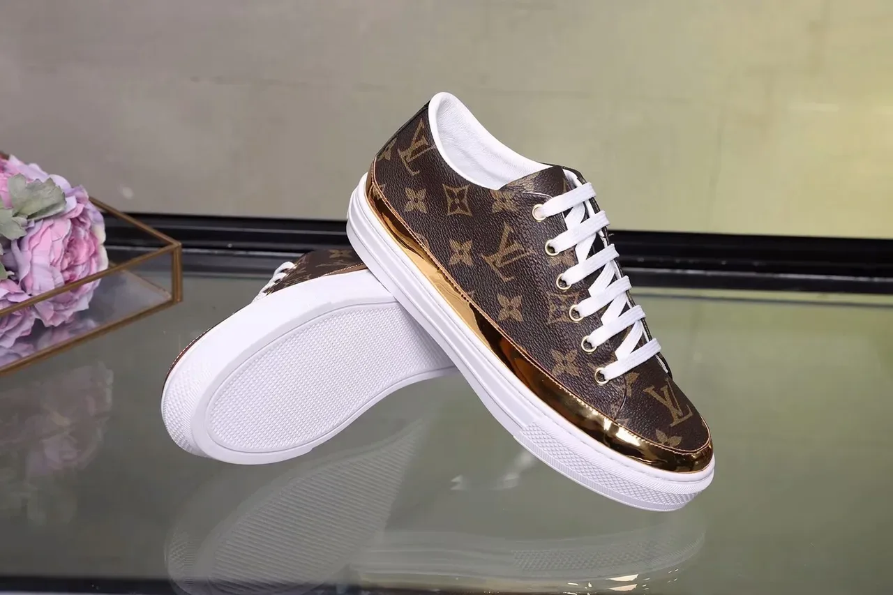 Louis Vuitton LV Trainer Brown Monogram Gold Toe Lifestyle Sneakers 5