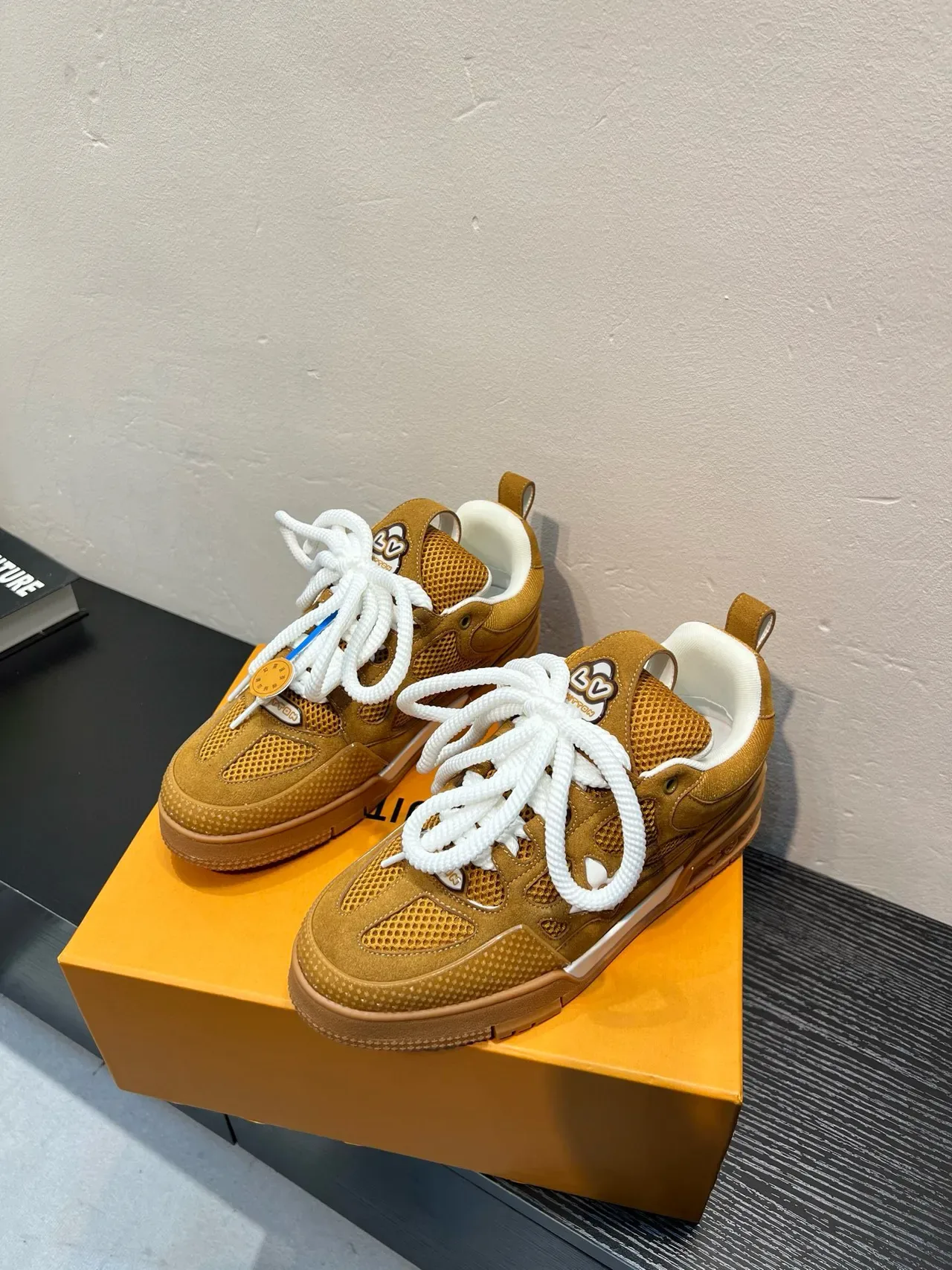 Louis Vuitton LV Trainer Brown White Layered Suede-Mesh Upper Sculpted Multi-Tone Midsole Lifestyle Sneakers 3