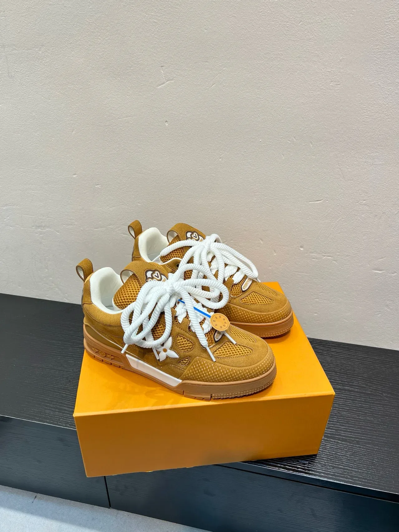Louis Vuitton LV Trainer Brown White Layered Suede-Mesh Upper Sculpted Multi-Tone Midsole Lifestyle Sneakers 5