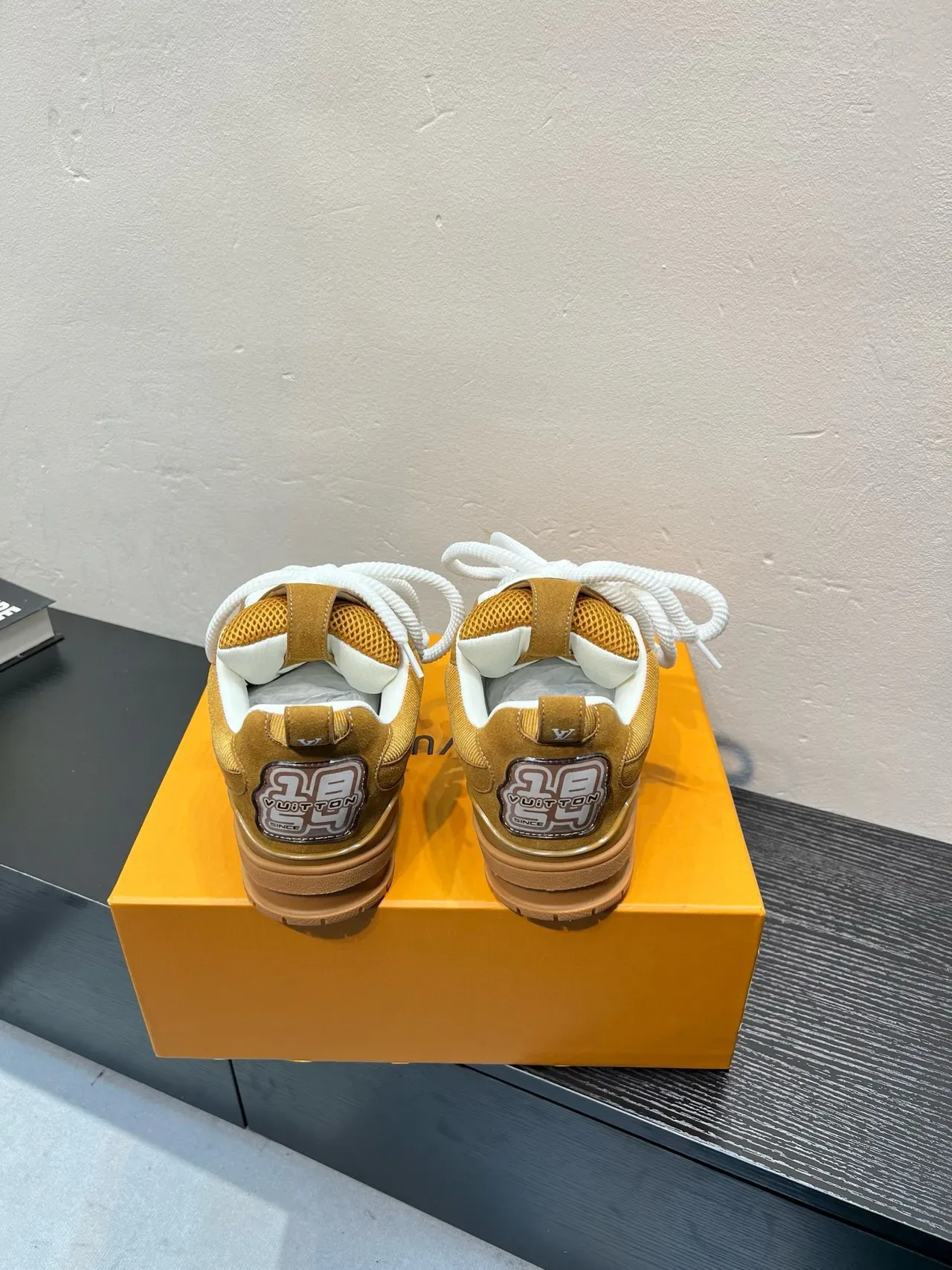 Louis Vuitton LV Trainer Brown White Layered Suede-Mesh Upper Sculpted Multi-Tone Midsole Lifestyle Sneakers 6