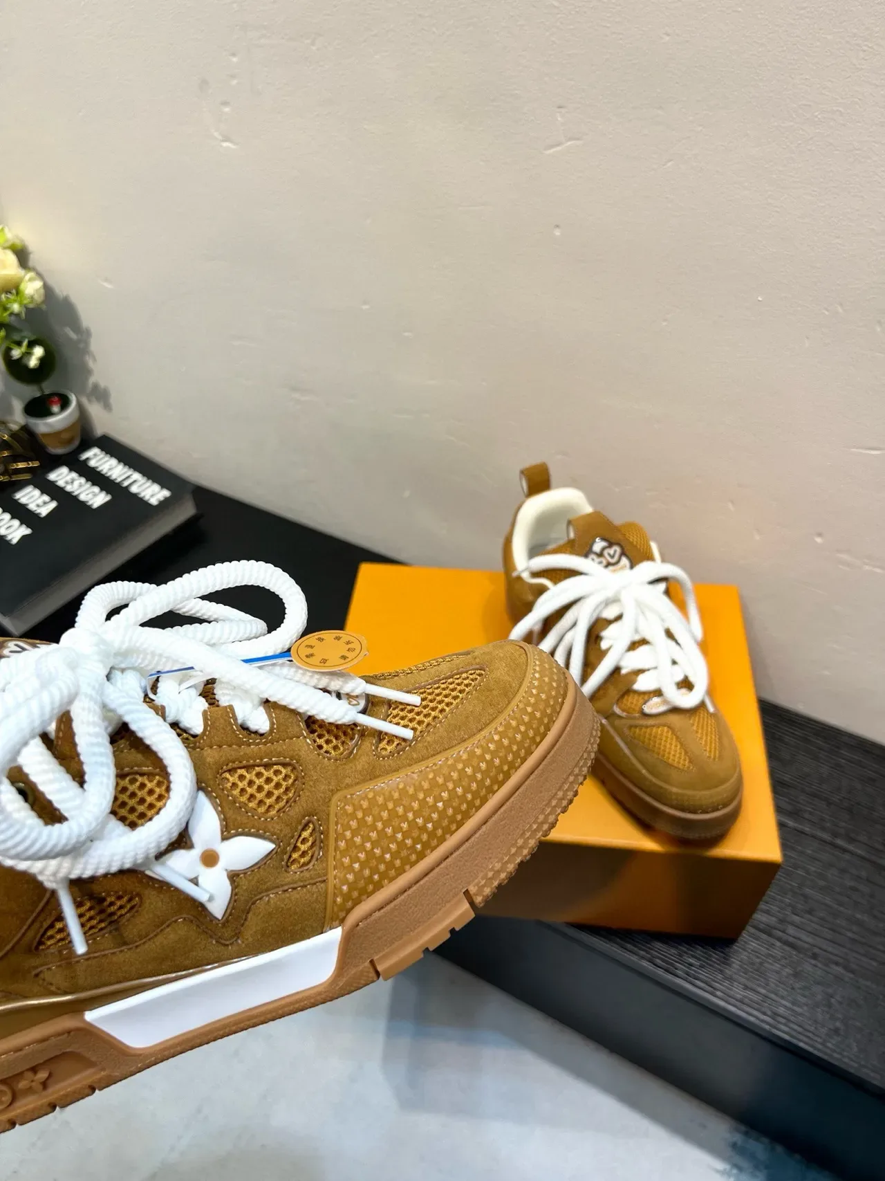 Louis Vuitton LV Trainer Brown White Layered Suede-Mesh Upper Sculpted Multi-Tone Midsole Lifestyle Sneakers 8