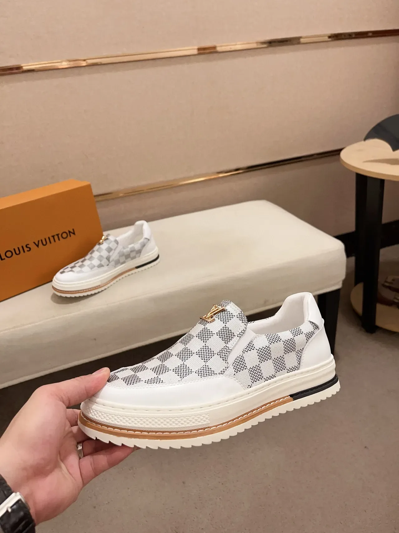 Louis Vuitton LV Trainer Damier Check সাদা লাইফস্টাইল স্নিকার্স 3