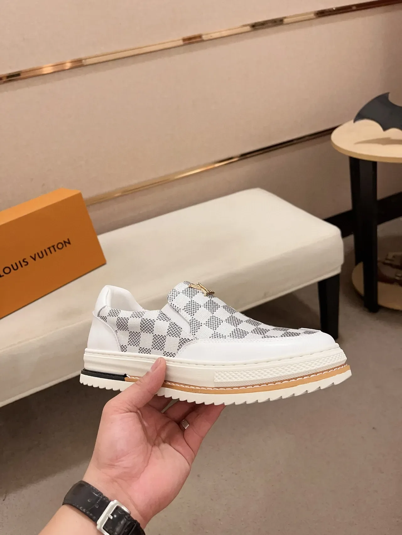 Louis Vuitton LV Trainer Damier Check সাদা লাইফস্টাইল স্নিকার্স 4