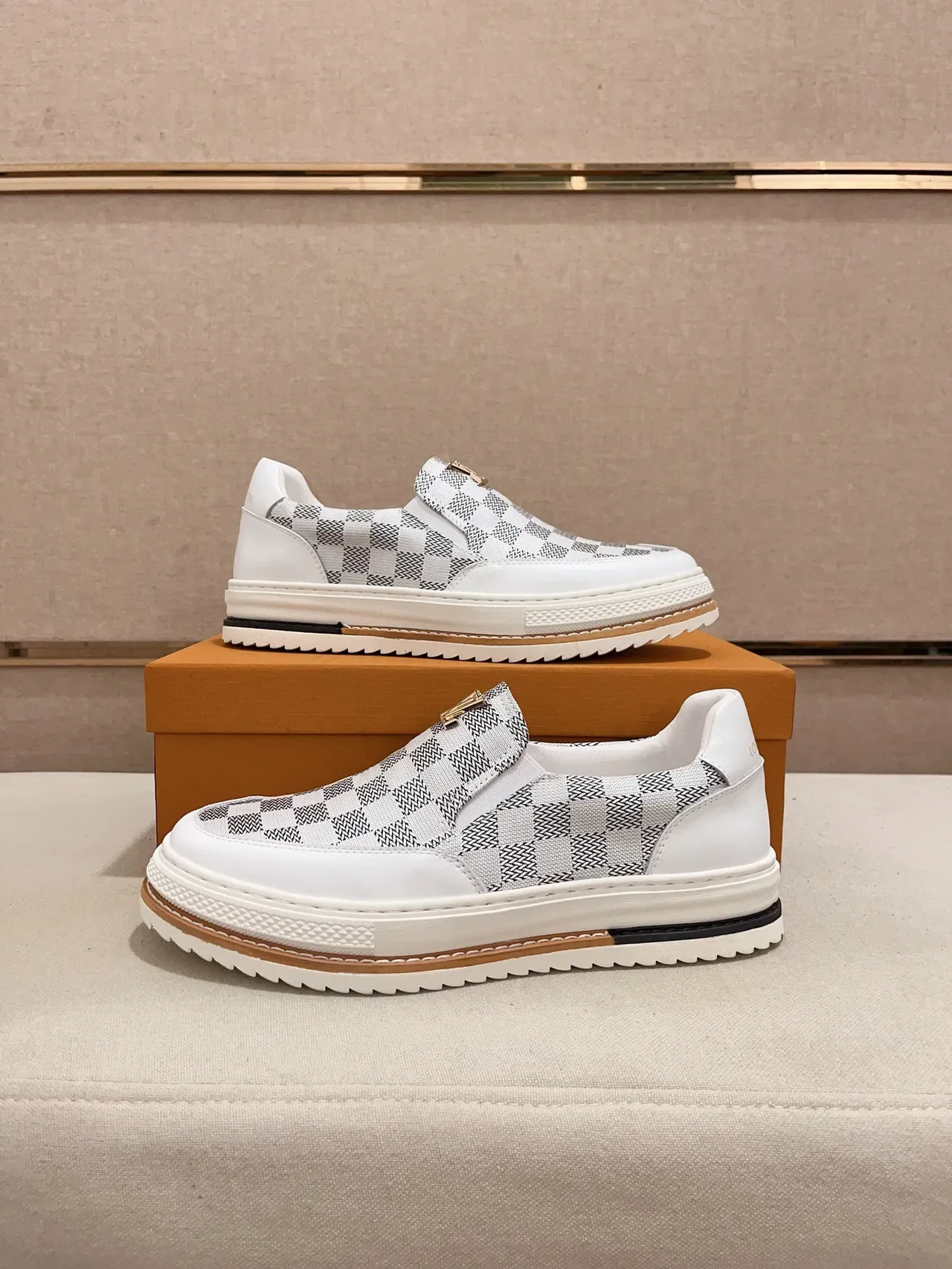 Louis Vuitton LV Trainer Damier Check সাদা লাইফস্টাইল স্নিকার্স 7