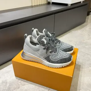 Louis Vuitton LV Trainer Gray Black Knit Upper Silver Sculpted Midsole Lifestyle Sneakers