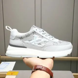 Louis Vuitton LV Trainer ধূসর সাদা চংকি প্ল্যাটফর্ম সোল মোনোগ্রাম মेश अपर लाइफस्टाइल स्नीकर्स