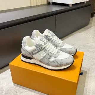 Louis Vuitton LV Trainer Gray White Monogram Canvas Leather Overlays Lifestyle Sneakers