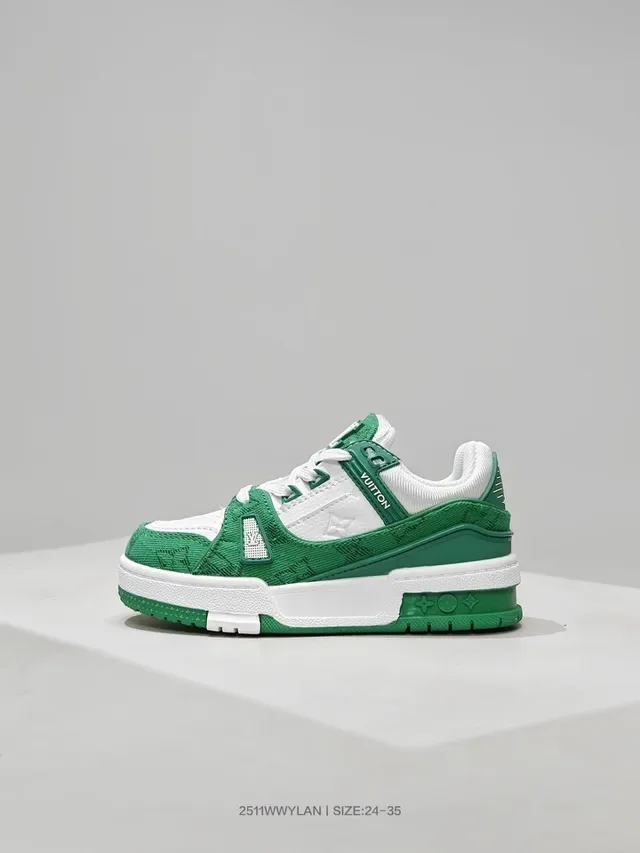 Louis Vuitton LV Trainer Vert Blanc Fermeture Multi-Strap Semelle Chunky Plateforme Sneakers Lifestyle 13