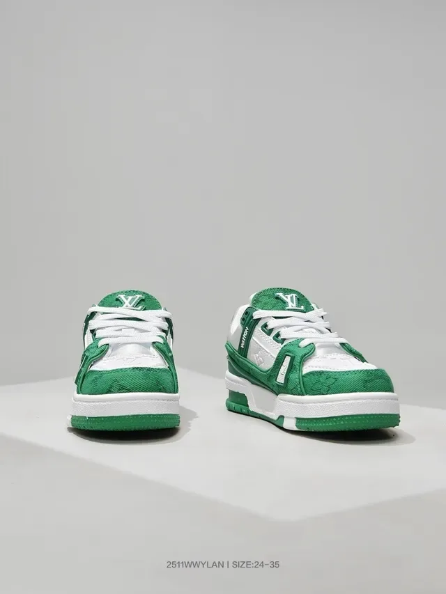 Louis Vuitton LV Trainer Vert Blanc Fermeture Multi-Strap Semelle Chunky Plateforme Sneakers Lifestyle 21