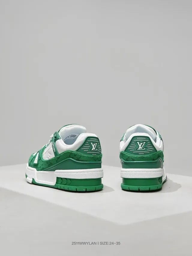 Louis Vuitton LV Trainer Vert Blanc Fermeture Multi-Strap Semelle Chunky Plateforme Sneakers Lifestyle 23