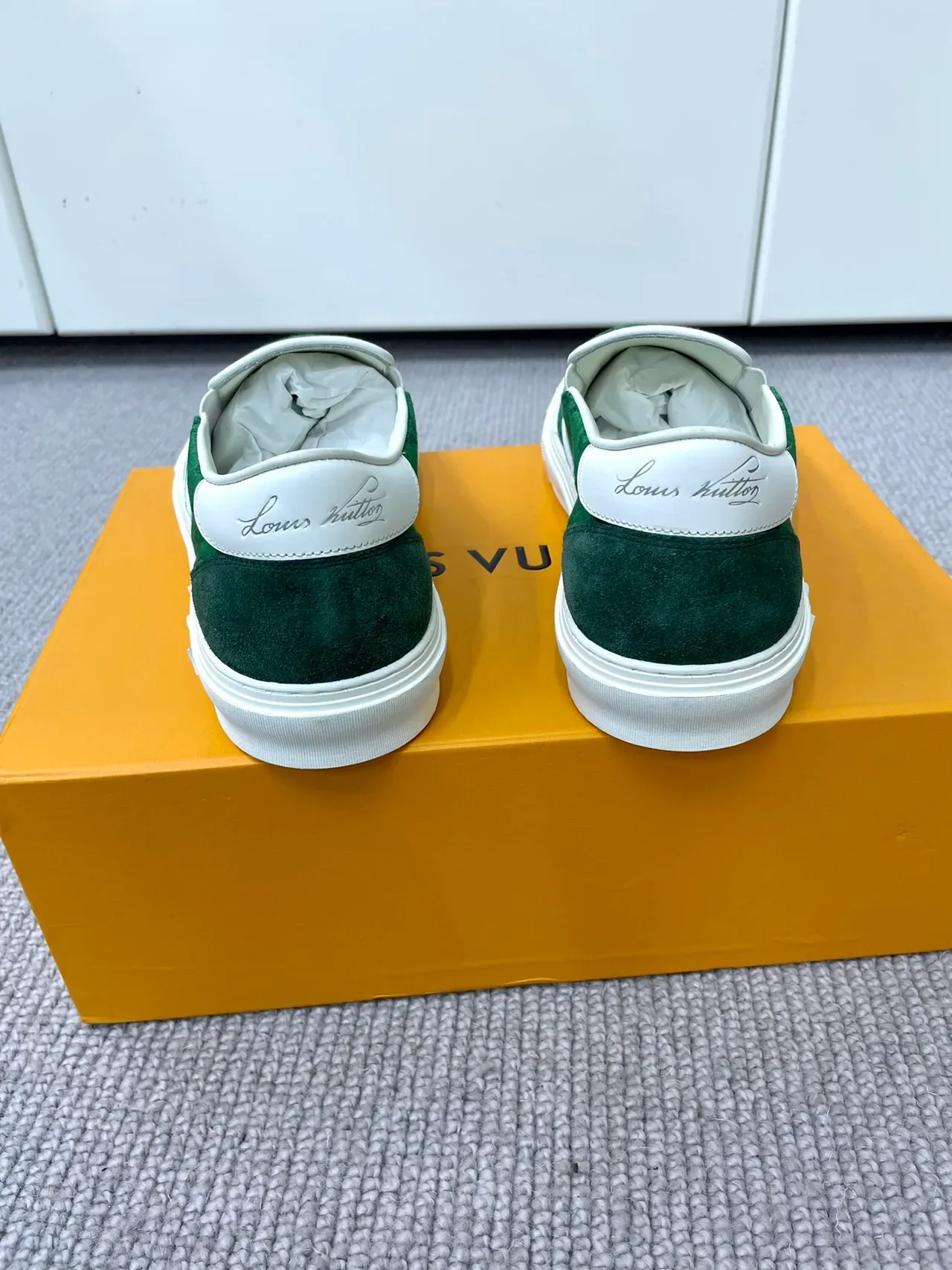 Louis Vuitton LV Trainer Green White Slip-On Monogram Canvas Lifestyle Sneakers 3