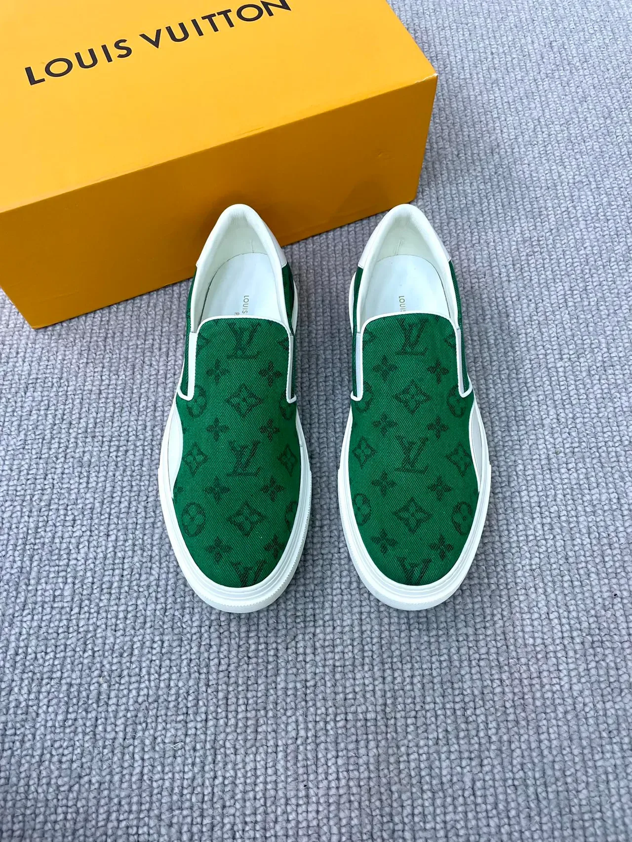 Louis Vuitton LV Trainer Green White Slip-On Monogram Canvas Lifestyle Sneakers 5