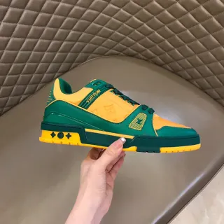 Louis Vuitton LV Trainer Verde Amarillo Suela gruesa en capas Bloqueado de color Sneakers de estilo de vida