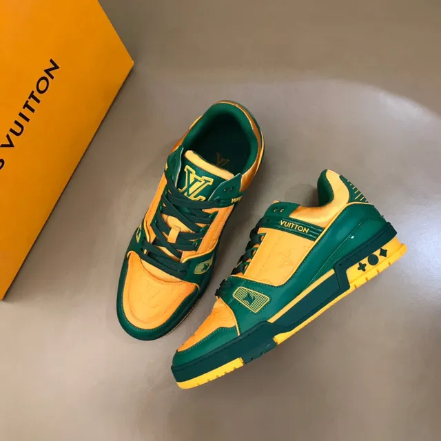 Louis Vuitton LV Trainer Green Yellow Chunky Layered Sole Color-Blocked Lifestyle Sneakers 2