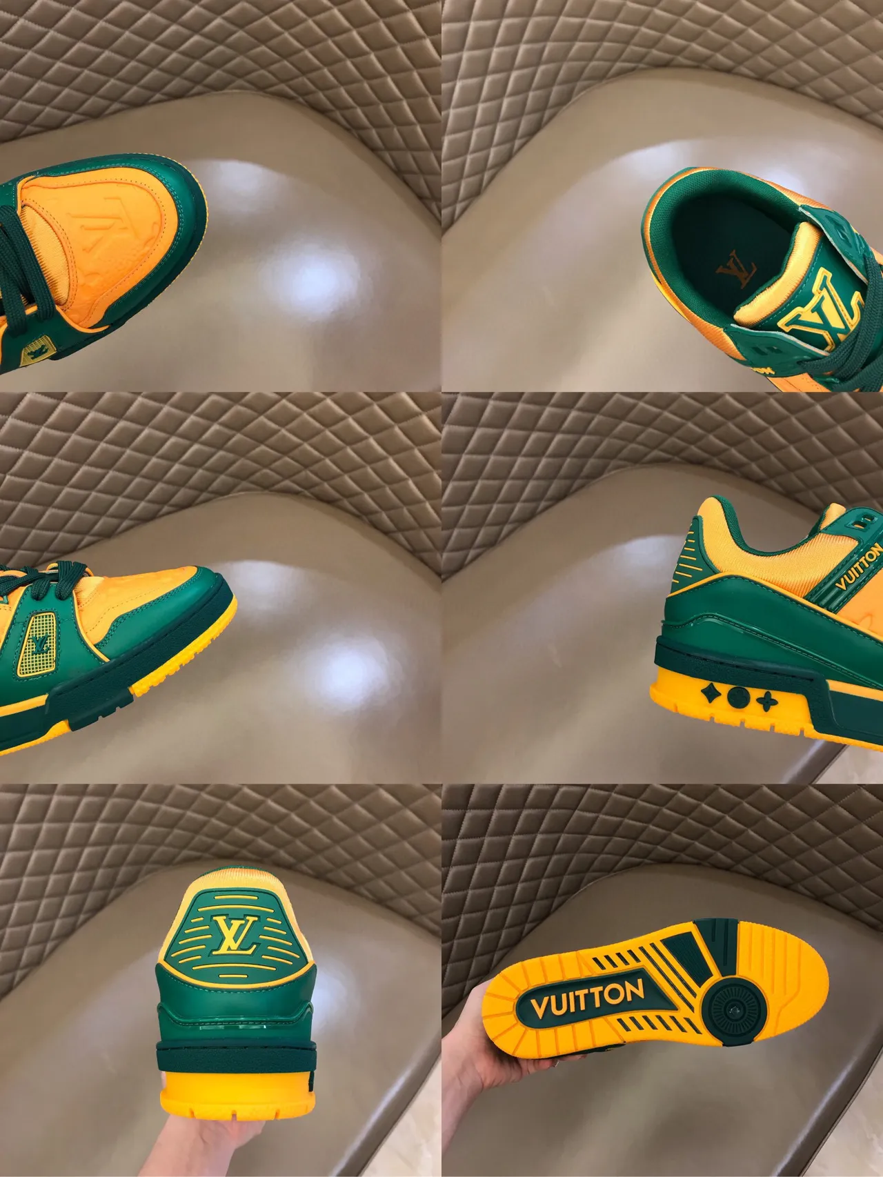 Louis Vuitton LV Trainer Green Yellow Chunky Layered Sole Color-Blocked Lifestyle Sneakers 3