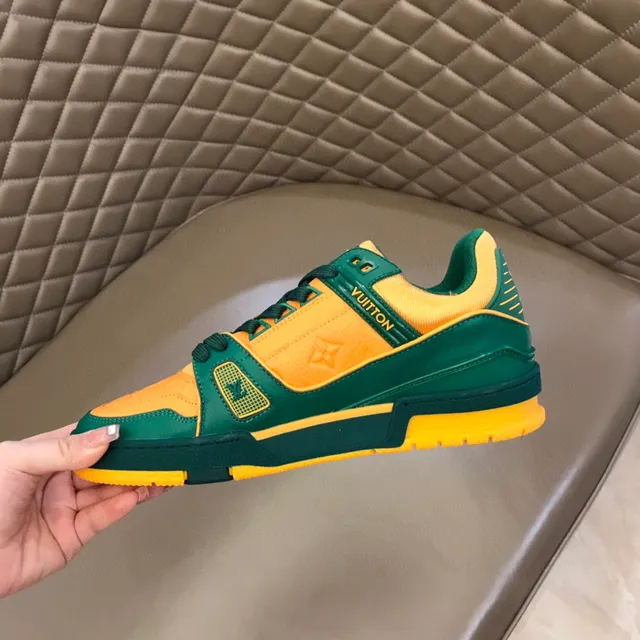 Louis Vuitton LV Trainer Green Yellow Chunky Layered Sole Color-Blocked Lifestyle Sneakers 4