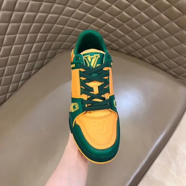 Louis Vuitton LV Trainer Green Yellow Chunky Layered Sole Color-Blocked Lifestyle Sneakers 5